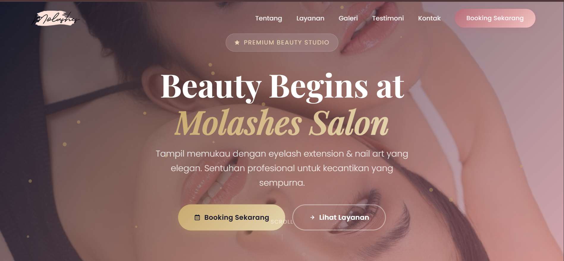 Molashes salon landing page